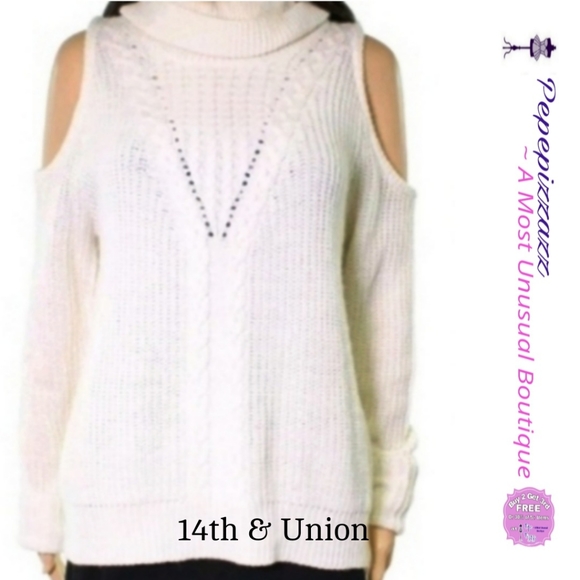 NWT 14th and Union Mock Sweater/turtleneck cold shoulder - Picture 1 of 5